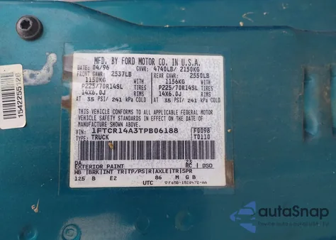 1996 Ford Ranger Super Cab z USA, uszkodzony, nr VIN 1FTCR14A3TPB06188